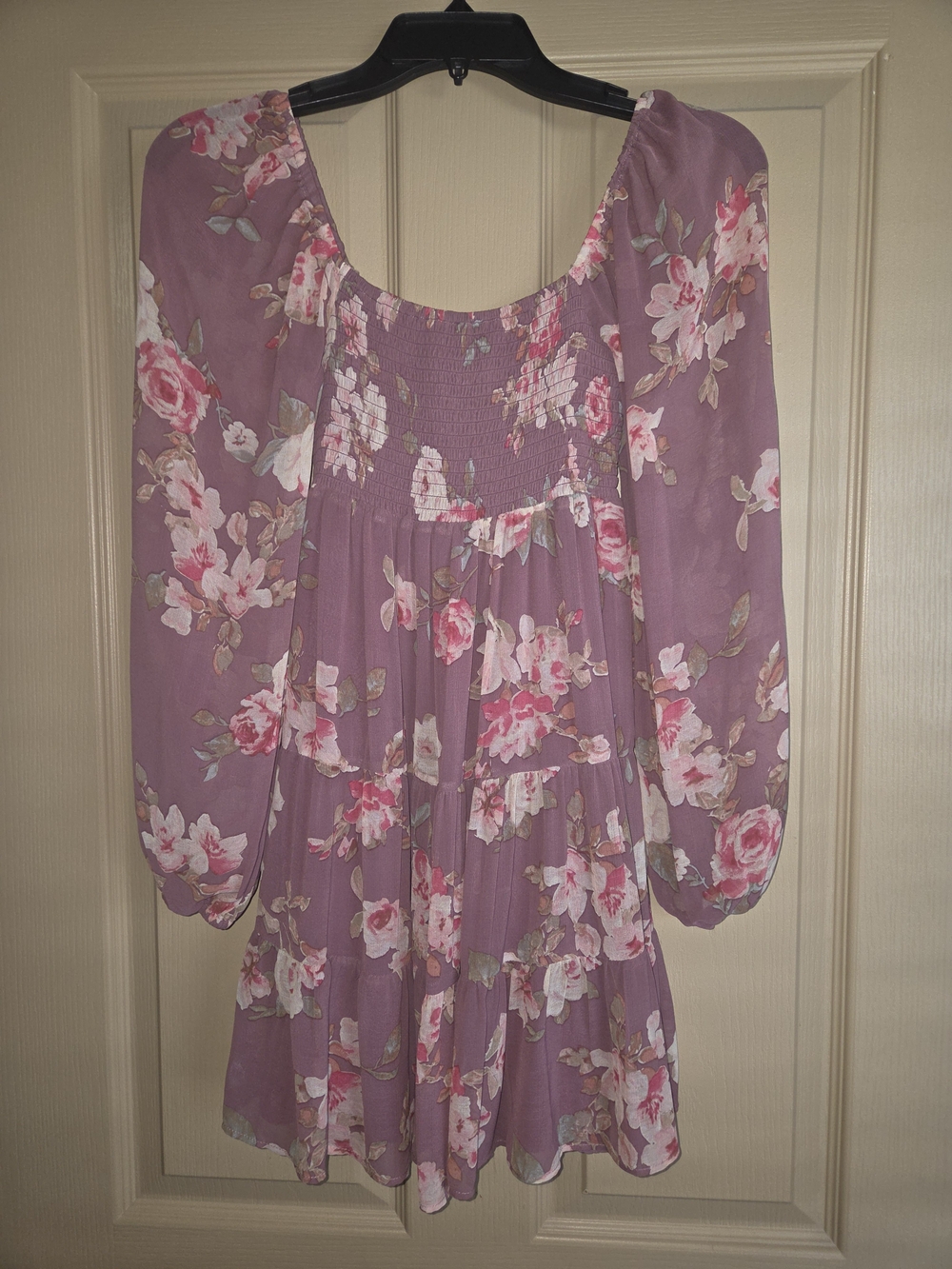 Altar'd State Mauve Floral Smocked Midi Dress